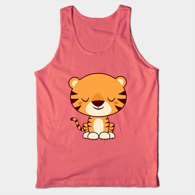 Kawaii Cute and Adorable Tiger Tank Top by happinessinatee